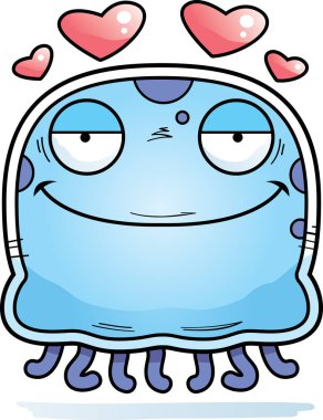 Aşık bir denizanası çizgi film gösterimi.