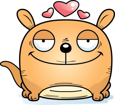 Küçük bir kanguru aşık bir karikatür çizimi.