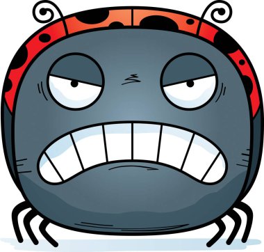A cartoon illustration of a ladybug looking angry. clipart