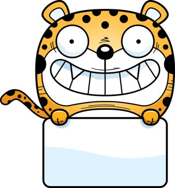 Bir leopar yavrusu beyaz işaretli bir çizgi film gösterimi.