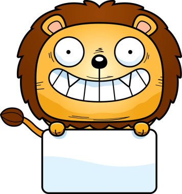 Beyaz işareti olan bir aslan yavrusu çizgi film gösterimi.