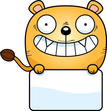 Beyaz işareti olan bir dişi aslan yavrusu çizgi film gösterimi.