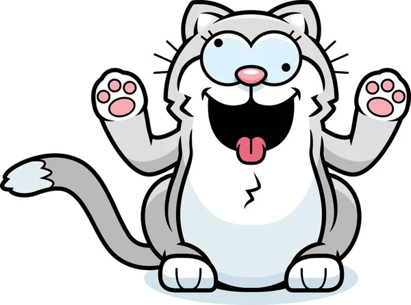 Una Ilustración Dibujos Animados Pequeño Gato Sonriendo Luciendo Loco — Archivo Imágenes Vectoriales