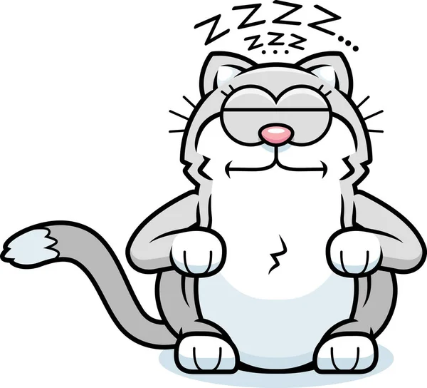 Cartoon Illustration Little Cat Sleeping — Stock Vector