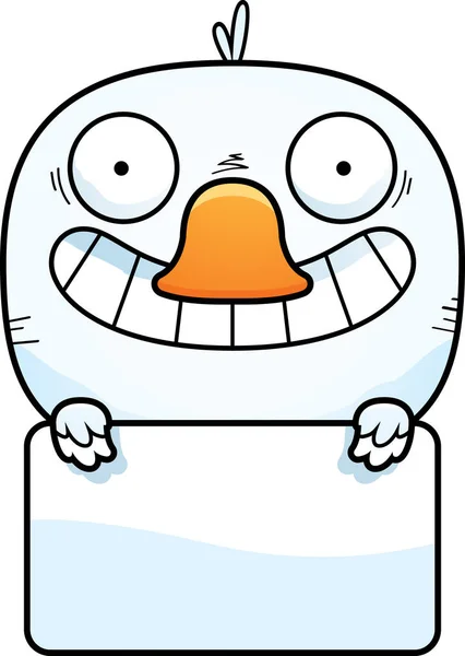 一只小鸭子与白色标志的卡通插图 — 图库矢量图片