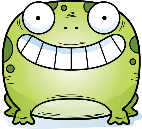 笑みを浮かべてカエルの漫画イラスト — ストックベクタ