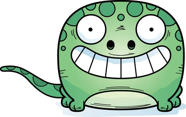 Una Ilustración Dibujos Animados Gecko Feliz Sonriente — Vector de stock