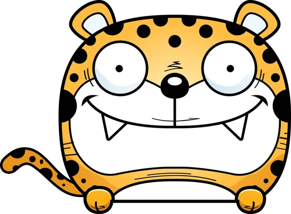 Ilustracja Kreskówka Cub Leopard Zerkające Przez Obiekt — Wektor stockowy