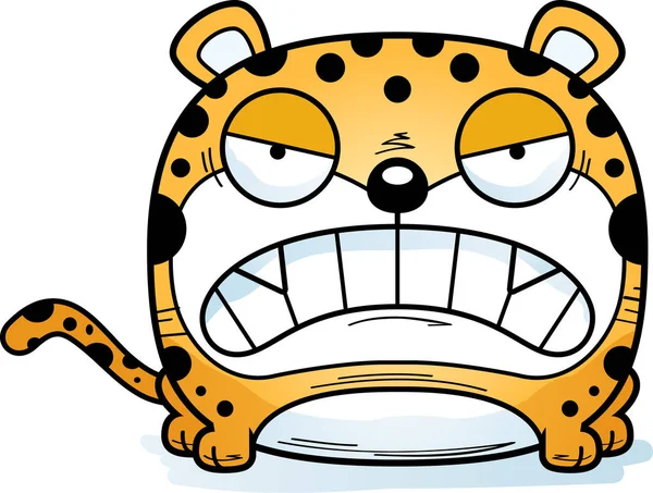 Cub Leopard Kreskówka Wyrażenie Zagniewany — Wektor stockowy
