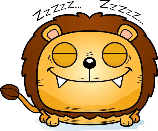 Une Illustration Dessin Animé Ourson Lion Faisant Une Sieste — Image vectorielle