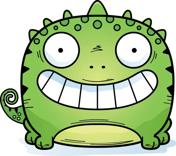 Una Ilustración Dibujos Animados Lagarto Que Parece Feliz — Vector de stock