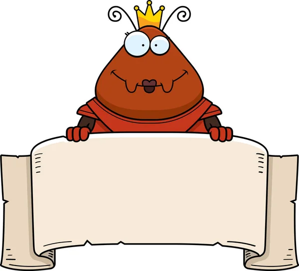 Tecknad Illustration Ant Drottning Rustning Med Banner — Stock vektor