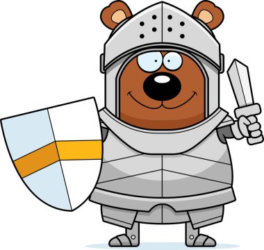 Bir ayı şövalye kılıcı olan çizgi film gösterimi.