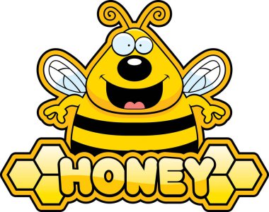 Tatlım metin içeren bir arı çizgi film gösterimi.