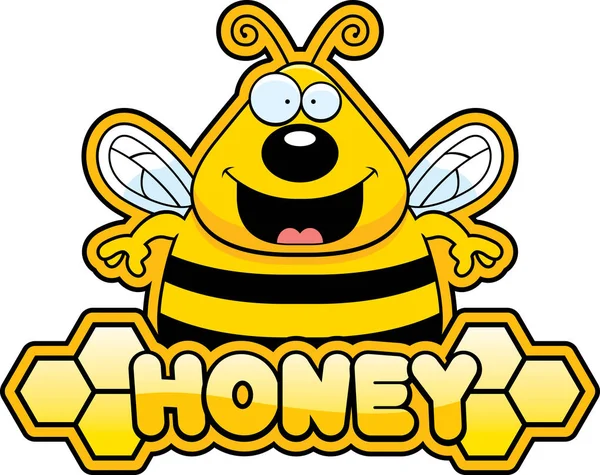 Cartoon Illustration Bee Honey Text — Stock Vector
