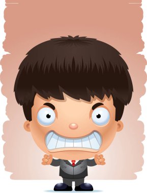 Kızgın arıyor takım elbiseli bir çocuk çizgi film gösterimi.