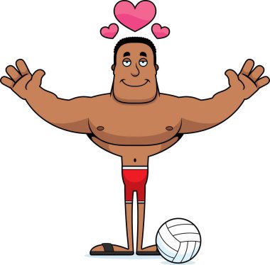 Bir çizgi film plaj voleybolcu sarıl bana hazır.