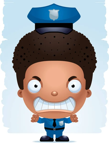 Una Ilustración Dibujos Animados Oficial Policía Niño Con Una Expresión — Vector de stock