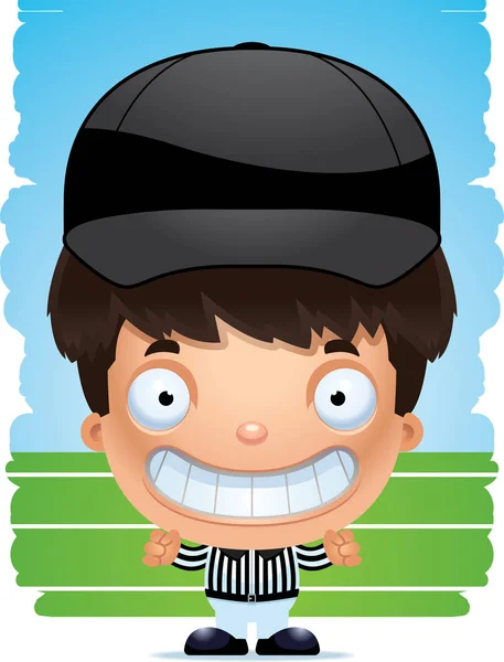 Cartoon Illustration Boy Referee Smiling — Stock Vector