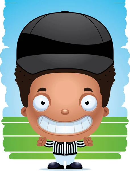 Cartoon Illustration Boy Referee Smiling — Stock Vector