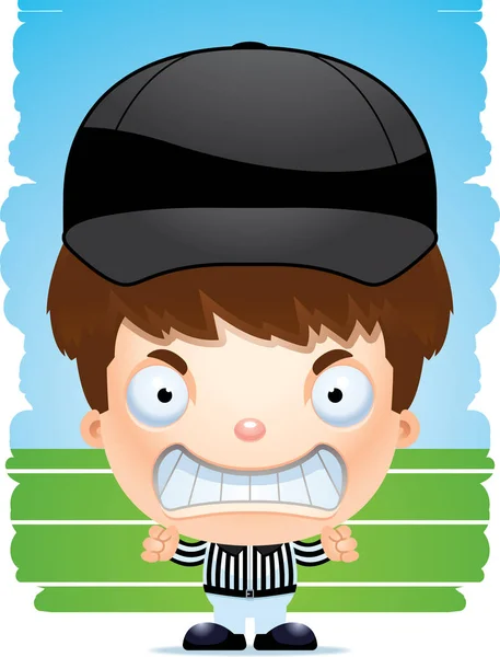 Cartoon Illustration Boy Referee Angry Expression — Stock Vector