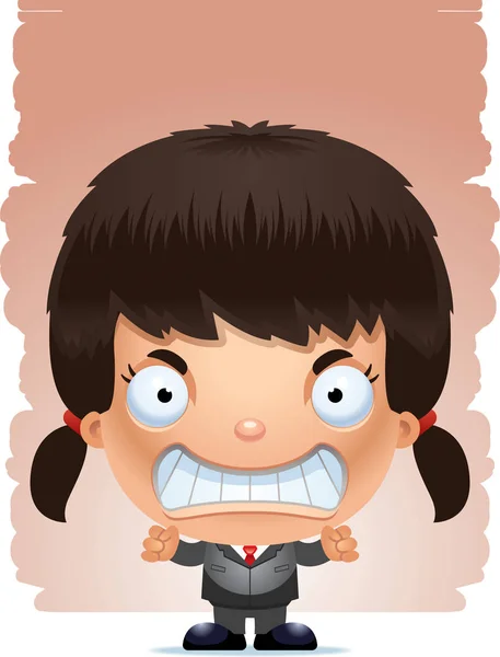 Cartoon Illustration Girl Suit Looking Angry — Stock Vector