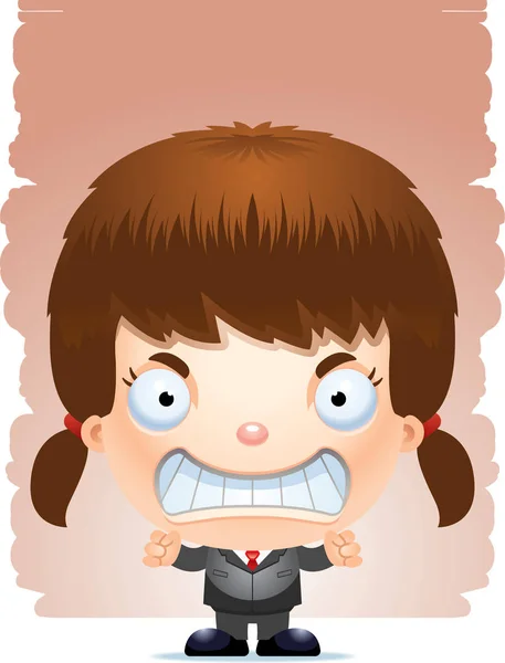 Cartoon Illustration Girl Suit Looking Angry — Stock Vector