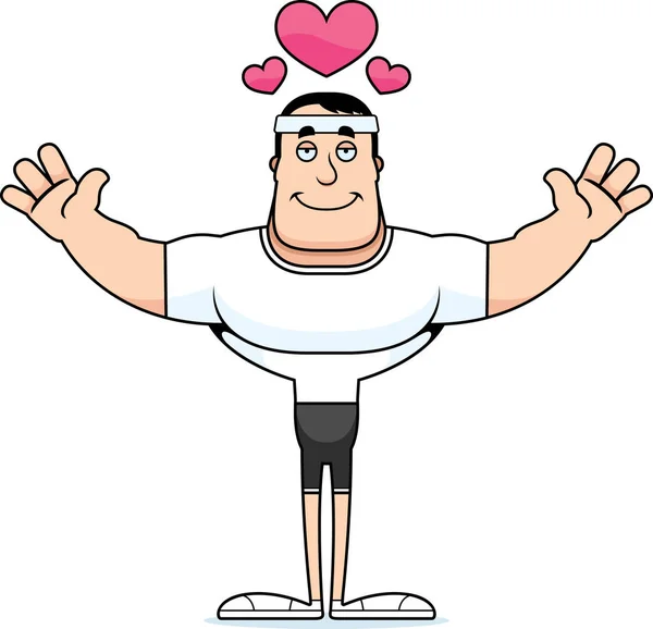 Ein Cartoon Fitness Mann Bereit Eine Umarmung Geben — Stockvektor