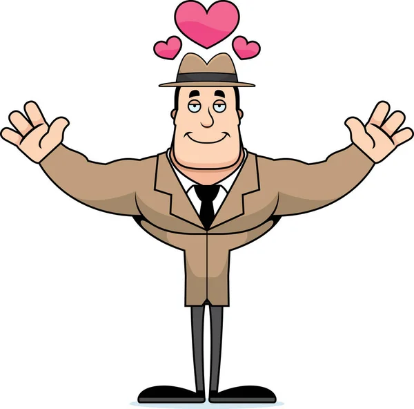 Cartoon Detective Ready Give Hug — Stock Vector