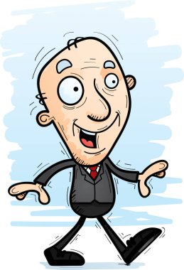 Yürüyen bir kıdemli vatandaş işadamı çizgi film gösterimi.