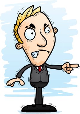 Kızgın ve işaretleme arayan bir işadamı bir karikatür çizimi.