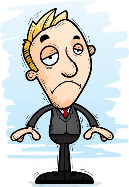 Üzülmüş bir işadamı bir karikatür çizimi.