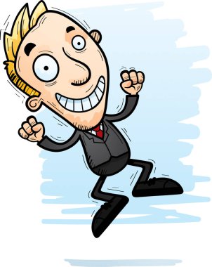 Atlama bir işadamı bir karikatür çizimi.