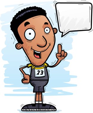 Konuşurken bir zenci atlet çizgi film gösterimi.