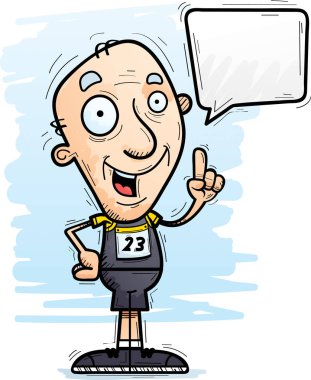 Konuşurken bir yaşlı adam atlet çizgi film gösterimi.