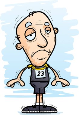 Üzülmüş bir yaşlı adam atlet çizgi film gösterimi.