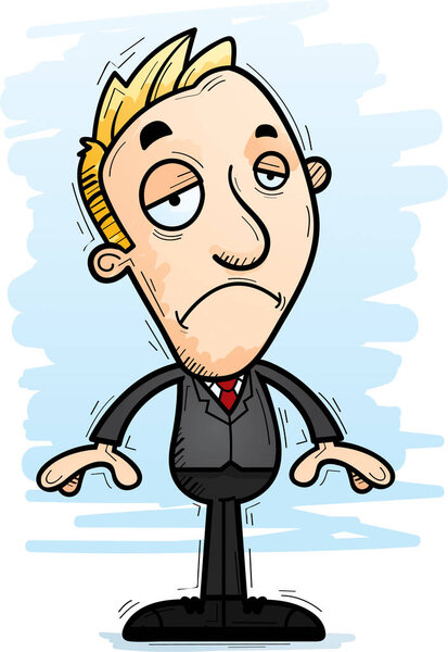 A cartoon illustration of a businessman looking sad.