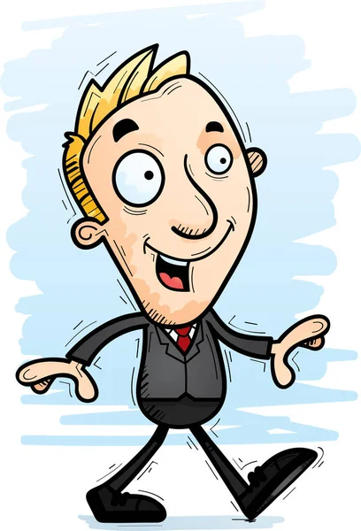 Uma Ilustração Dos Desenhos Animados Homem Negócios Andando — Vetor de Stock