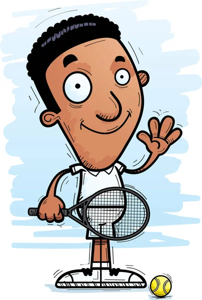 Sallayarak bir siyah adam tenis oyuncusu çizgi film gösterimi.