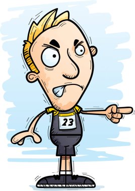 Kızgın ve işaretleme arayan bir adam atlet çizgi film gösterimi.