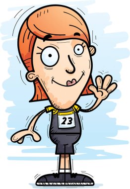 Sallayarak bir kadın atlet çizgi film gösterimi.