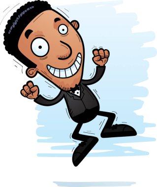 Siyah bir damat atlama çizgi film gösterimi.