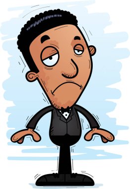 Siyah bir damat üzülmüş çizgi film gösterimi.