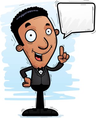 Siyah bir damat konuşuyor karikatür resmi.