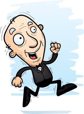 Çalışan bir kıdemli vatandaş damat çizgi film gösterimi.