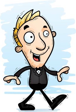 Yürüyen bir damat çizgi film gösterimi.