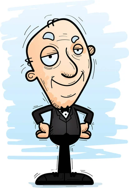 Cartoon Illustration Senior Citizen Groom Looking Confident — Stock Vector