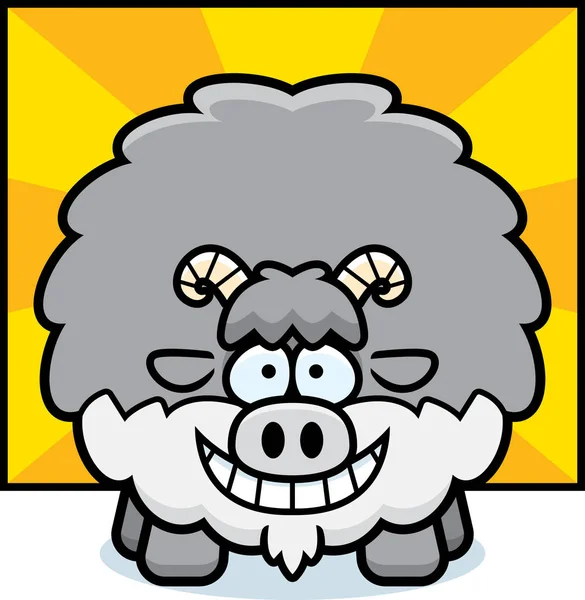 Una Ilustración Dibujos Animados Una Cabra Que Parece Feliz — Vector de stock