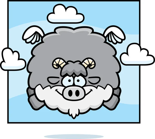 Eine Zeichentrickdarstellung Einer Ziege Die Himmel Fliegt — Stockvektor