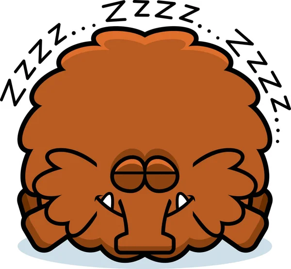 Cartoon Illustration Woolly Mammoth Sleeping — Stock Vector